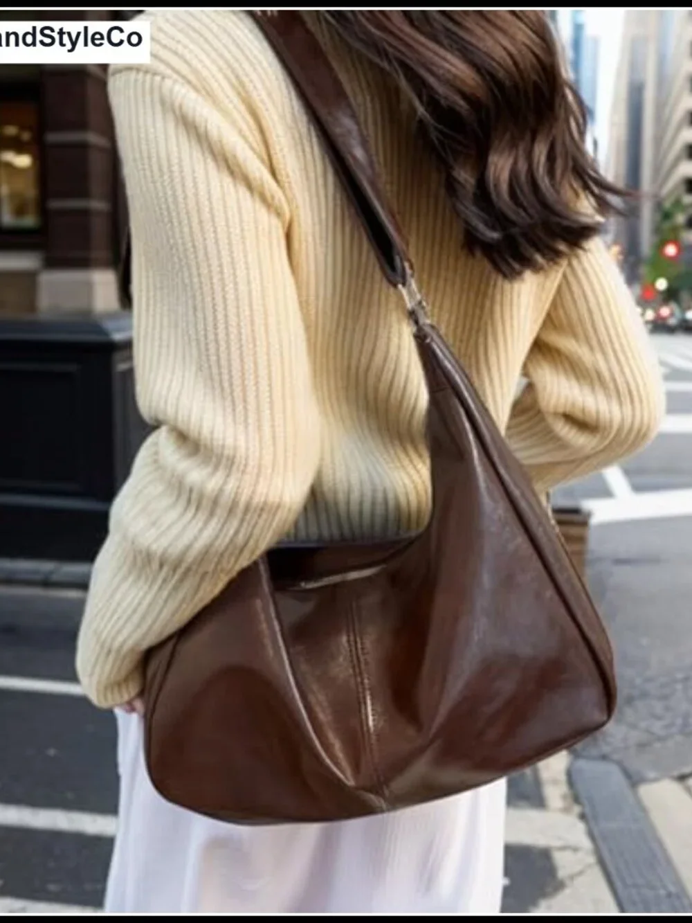 Vegan Leather Slouchy Hobo Shoulder Bag Adjustable Strap Crossbody Everyday